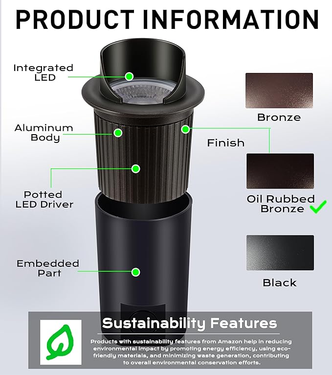[6 Pack] CLOUDY BAY 9W Well Lights Landscape LED In Ground OutdoorShielded TopLow Voltage 12-24V AC/DCWaterproof Aluminum Uplights2700K/3000K/3500K/4000K/5000KTransformer Excluded