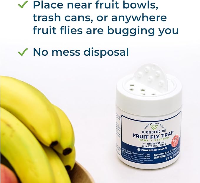 Wondercide - Fruit Fly Traps for Indoors - Fruit Fly Killer - Pet and People Safe - Made in USA &amp Plant Based - 5.4 oz - 2 Pack