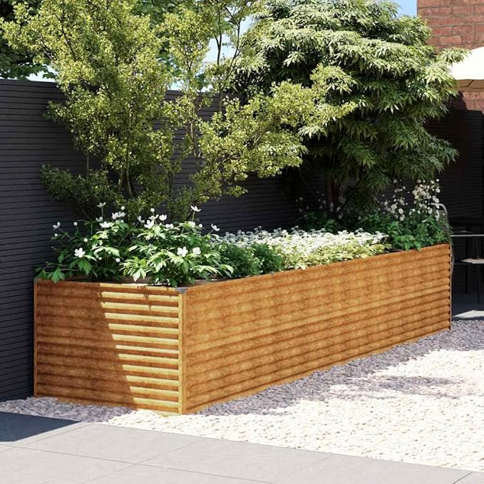 152x39.4x27.2 Corten Steel Garden Raised Bed Indoor Outdoor Flower Pot Planter Box Durable Weathering Steel for Large Plants on Patio Balcony DIY Landscaping