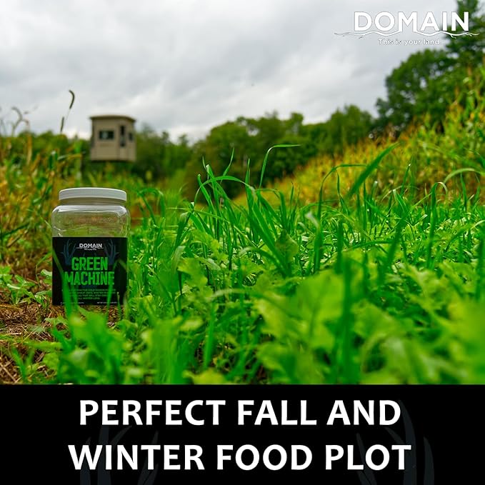 Domain Outdoor Green Machine Food Plot Seed for Deer 1/4 Acre Winter Peas Forage Oats Winter Rye Forage Rape Radish Highly Attractive Food Source Will Stay Green