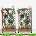 2 Pack Raised Garden Bed Wood Planter Box Standing Natural Wood Raised Garden Bed with Stable Rectangle Structure Standing Planter and Drainage Holes for Climbing Plants Vegetables Flowers