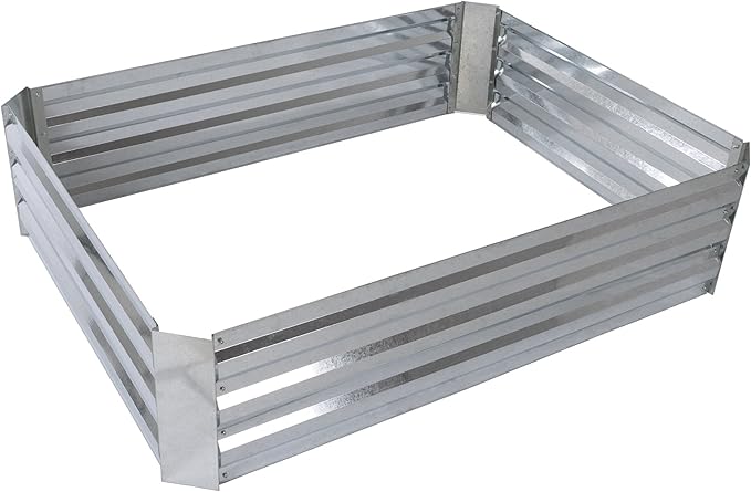 Pure Garden Galvanized Raised Garden Bed - 14.25” L x 13.5” W x 5.5” H Raised Garden Beds Outdoor Square Planter Box Kit for Flowers Vegetables Fruits or Herbs - Raised Bed Garden Planters
