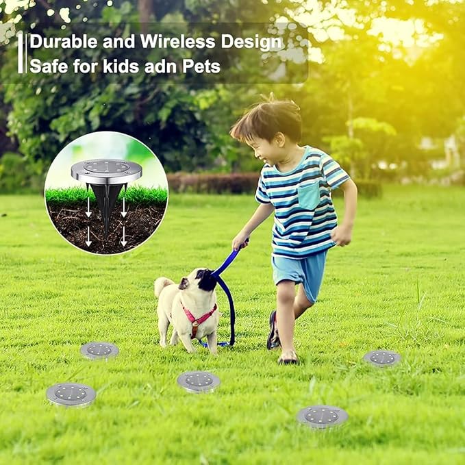 Solar Ground Lights Outdoor In-ground Pathway Light 8/16 PCS LED Solar Disk LampWaterproof Garden Landscape Lighting for LawnYardDeckPatioWalkway(White16PCS)
