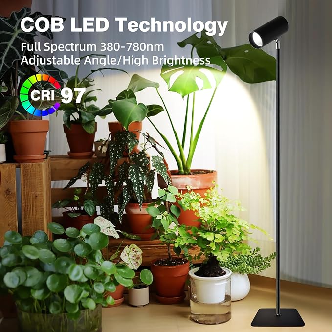 30W Full Spectrum Grow Light 5000LM High-CRI COB LED Floor Lamp with 6/8/12H Timer Adjustable Height (28-83) &amp Angle Grow Lights for Indoor Plants Succulents &amp Flowers (warm white 4000K)