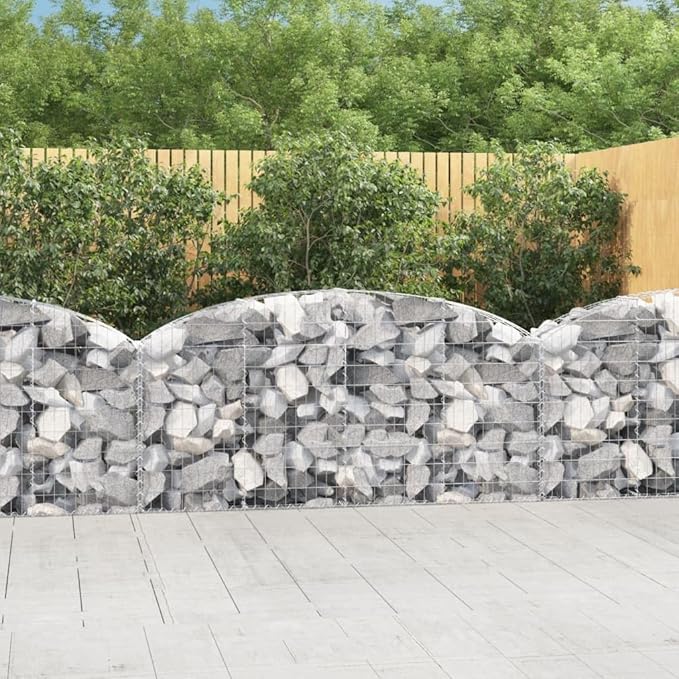 Gabion Basket Silver Galvanized Iron 78.7x11.8x31.5 in Outdoor Garden Wall Sound Absorbing Retaining Stone Planter