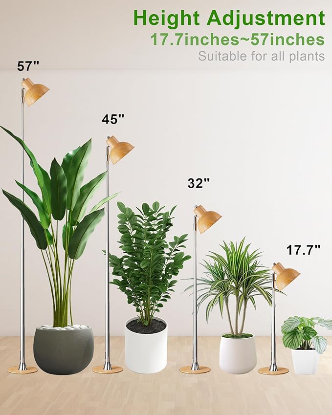yadoker Plant Grow Light for Indoor Plant Aluminum Wood Grain LED Grow LightElevating Plant LampHeight AdjustableAutomatic Timer with 8/12/18Hours10-Level BrightnessIdeal for Large Plant Grow