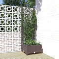 Plastic Garden Planter with Trellis Outdoor Raised Garden Bed Free-Standing Trellis Planter Box for Vine Climbing Plants Flowers Brown 15.7x15.7x47.8 PP-722