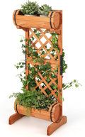S AFSTAR Raised Garden Bed with Trellis Outdoor Wood Garden Planter W/ 2-Tier Round Planter Box &amp Trellis for Vine Climbing Plants Growing Vertical Plant Container for Garden Patio Balcony Oran