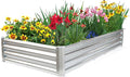 JERIA 6×3×1ft Raised Garden Bed with Support RodsGalvanized Raised Garden Bed Kit Outdoor Metal Gardening Planter Box for Vegetable Fruits Flower