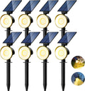 nipify 8 Pack Solar Spot Lights Outdoor Waterproof with 3 Modes Solar Spotlight Light for Outside Yard Landscape Lighting Pathway Lights WallWarm White
