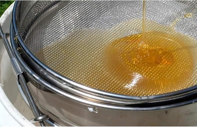 Mr.Bee Honey Harvesting Beekeeping Starter Tool Kit Set of 5 Double Sieve Stainless Steel Honey Strainer Frame Holder Uncapping Fork Honey Gate Extractor and Queen Catcher for Beekeeping Supplies