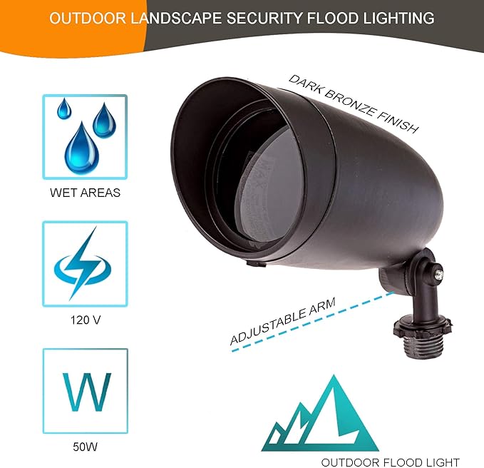 DYSMIO Lighting One Light PAR20 120 Volt Die Cast Aluminum Durable Outdoor Landscape Security Lighting Flood Dark Bronze