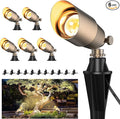ZONEGRACE Solid Brass Outdoor Uplights &amp Accent Light Fixtures Heavy Duty 12V Low Voltage LED Landscape Lighting Bronze Wired Spot Lights for GardenLawnPatio and Yard Without LED Bulb (6 Pack)