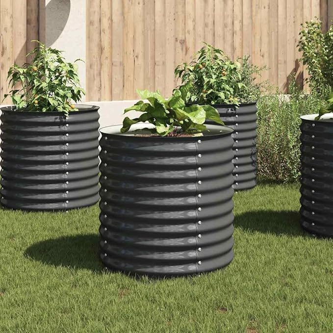 Metal Steel Garden Raised Bed for Gardening Metal Planter Box for Vegetables Fruits Flowers Easy Assembly 31.5x31.5x31.9 Gray-860