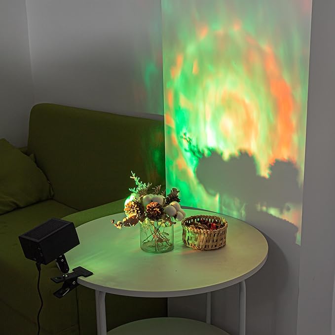 LED Water Pattern Light Remote Landscape Automatic Lawn Lamp RGB 9W Graden Lights with Clip Dynamic Decorative Lamp with Plug Flame Ocean Landscape Gaming Room Atmosphere Light 2 Lights