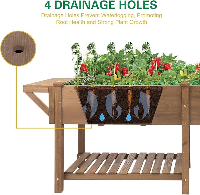Raised Garden Bed with Legs Outdoor Elevated Garden Box with W-Connection TabsLarge Storage Shelf for Vegetable Flower Herb Easy to Assemble81x23x32 in