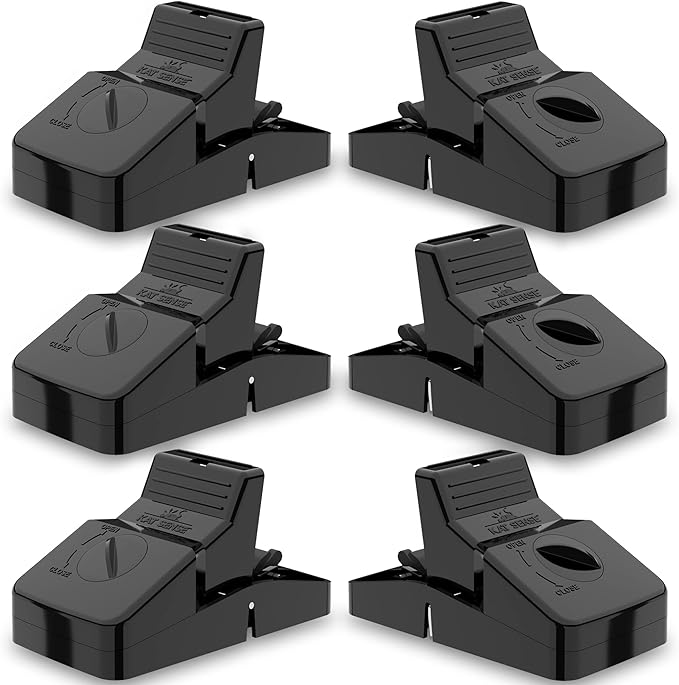 Kat Sense Large Rat Snap Traps Set of 6 - Multi-Capturing Tooth Design Humane Rat Trap Indoor &amp Outdoor Use Mouse Catcher for Repeat Use High Precision Triggering Traps for Rats Mice Chipmun