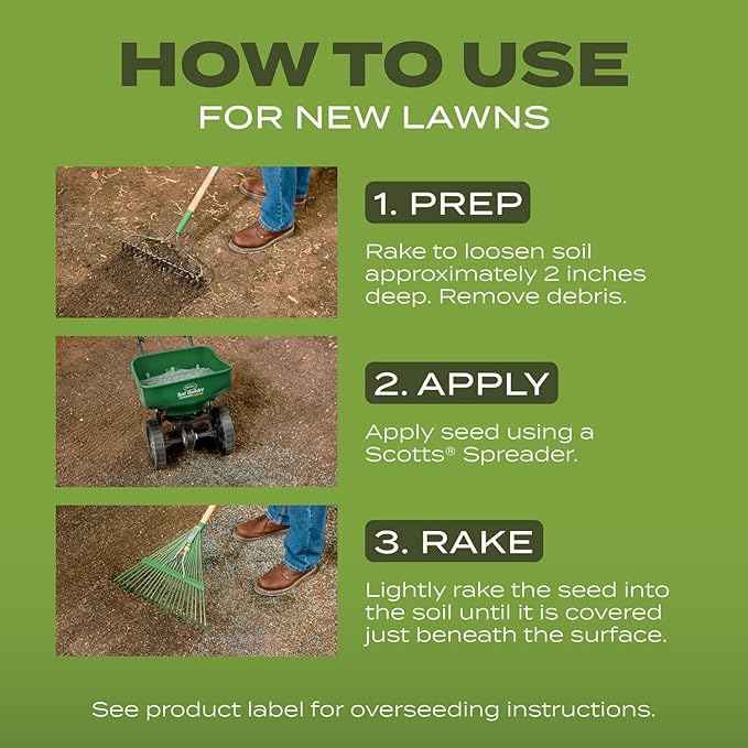 Scotts Turf Builder Grass Seed Tall Fescue Mix with Fertilizer and Soil Improver Resists Harsh Conditions 5.6 lbs.