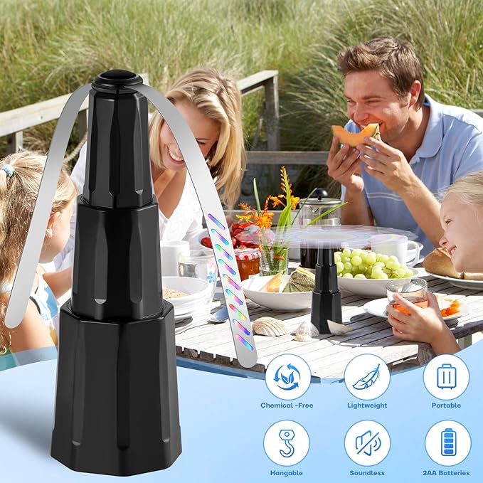 Fly Fans for Tables Bug Fans with Holographic Blades Battery Operated Fly Repellent Fan Keep Flies Away from Picnic BBQ Restaurant Party Indoor and Outdoor 4 Pack