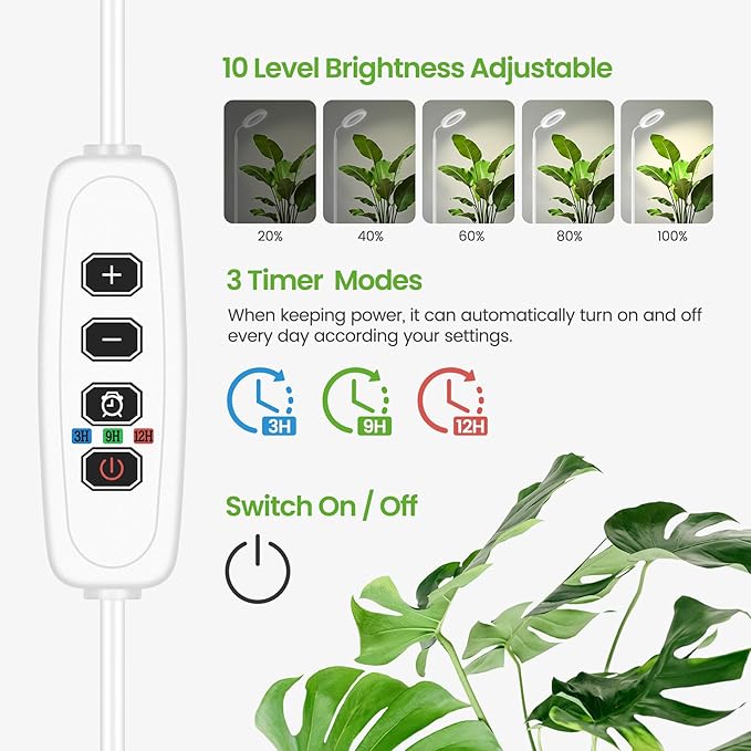 Grow Lights for Indoor PlantsFloor Lamp with 63IN StandFull Spectrum10 DimmingHalo Ring Warm Light 3/9/12H TimerHeight AdjustableMetal Stable Base Growing Light for Tall Small Plant