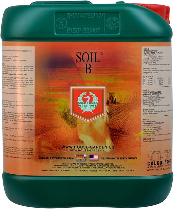 House &amp Garden HGSOB05L Soil Nutrient B Fertilizer 5 L