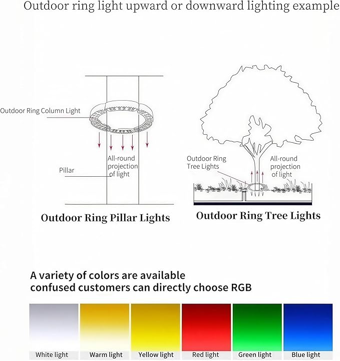 Interlocking Ring Tree Lights Outdoor - IP65 Waterproof 24V LED Landscape Uplighting 3000K Warm White for Palm Trees &amp Garden Expandable Aluminum Spotlights(4 Pack)