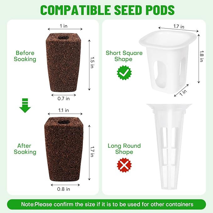 Upgraded Hydroponics Growing System Kit 108 Plant Sites with Grow Sponges 100 Pack