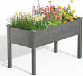 Giantex Raised Garden Bed Elevated Planter Box with Legs Drain Holes Wood Planter Raised Beds for Vegetables Flower Herb Standing Plant Grow Container for Backyard Patio 48 Lx22 Wx30 H