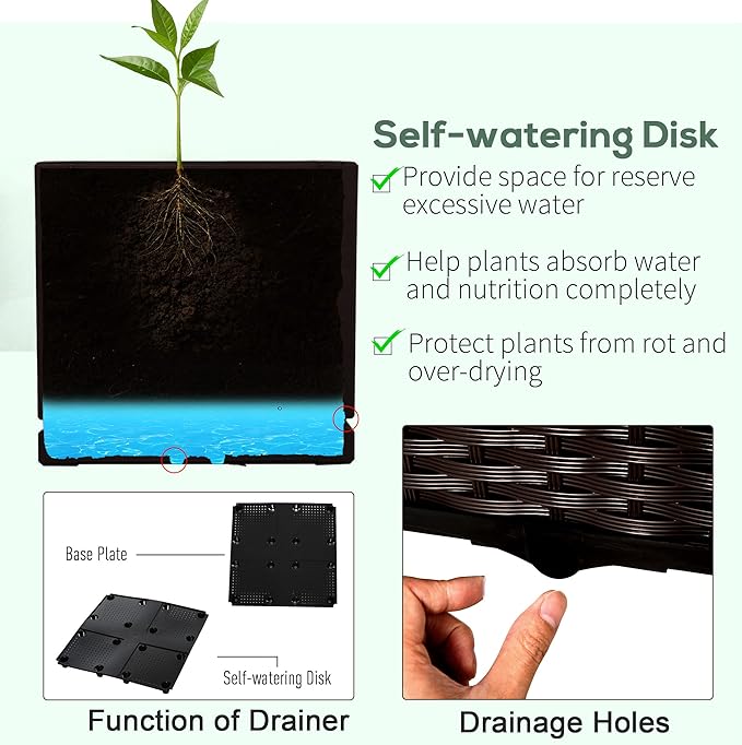 2 Pcs Raised Garden Bed with Legs Self Watering Planter Box Raised Bed to Grow Flowers Herbs Vegetables Gray