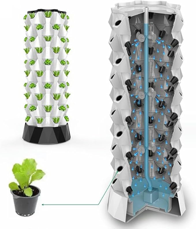 48/64/80Holes Hydroponic Growing Systems - Aeroponic Tower Garden with Self-Watering - Vertical Grow Tower for Indoor Gardening - Grow Herbs Fruits &amp Vegetables10floors//1pc
