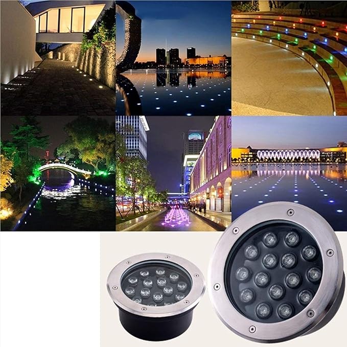 LED Buried Landscape Lights - Outdoor Beam Spotlight 85-265V Embedded Buried Lamp IP67 Waterproof Staircase Floor Aisle Illumination Stainless Steel Lights(Red24W)