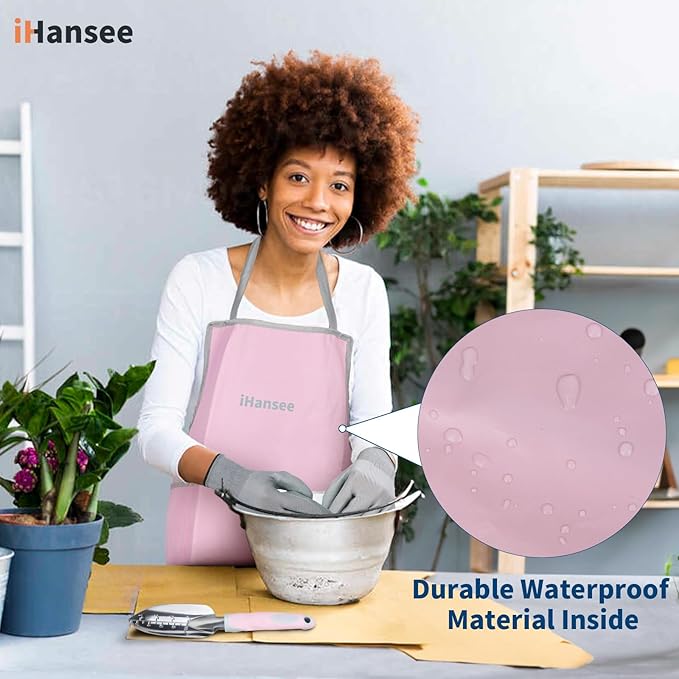 Pink Garden Tool Sets 12 Pieces iHansee Aluminum Gardening Hand Tools with Non-Slip Handle Kneeling Pad Apron Gloves and Organizer Bag Landscaping Tools - Gift for Women &amp Garden Enthusiasts