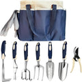 Gardening Tool Set 9-Piece Heavy-Duty Aluminum Garden Tools with Non-Slip Handles and Large Tool Bag with Storage Pockets Durable Hand Gardening Tools - Perfect Gardening Gift for Men and Wome