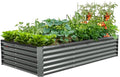A ANLEOLIFE 8X4X1.5ft Galvanized Raised Garden Bed Kit Rectangular Large Metal Deep Root Planters for Outdoor Plants Vegetables Flowers Herb 359 Gallon Capacity- Quartz Grey