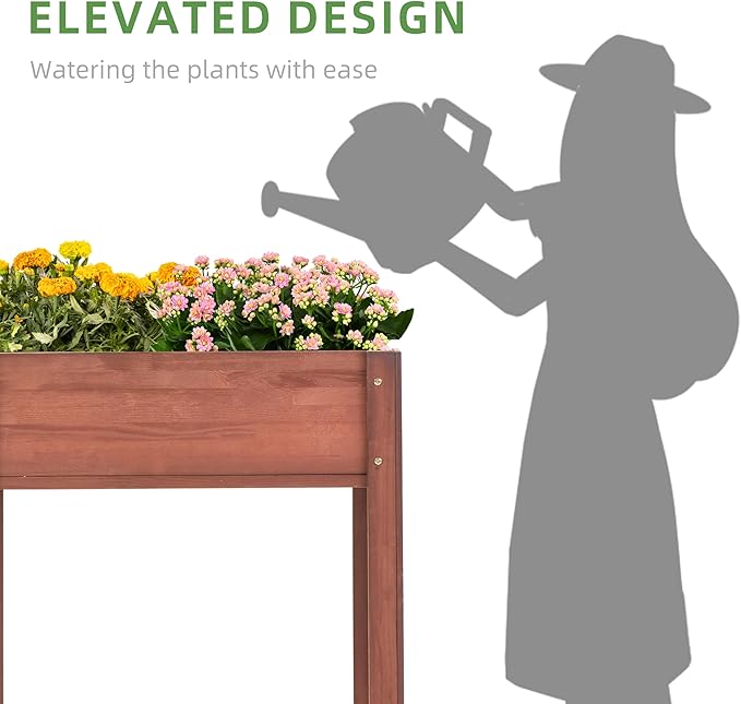 31x16x31 inch Raised Garden Bed with Legs Elevated Wooden Planter Box for Outdoor Plants Flowers Fruits Vegetable Herb Growing