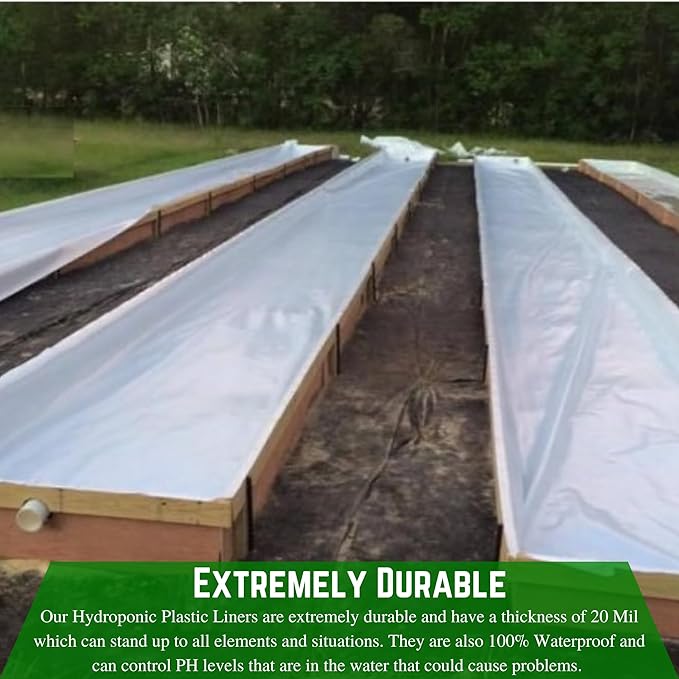 Farm Plastic Supply Dura-Smooth Hydroponics Plastic Liner 20 mil Black/White - Hydroponic Growing Kit Hydroponic Liner Hydroponics Hydroponic Growing Pond Liner Durasmooth (12' x 125')