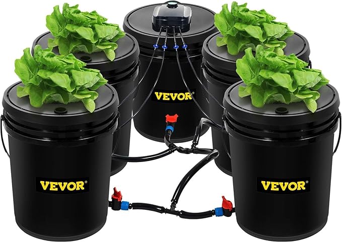 Hydroponics Deep Water Culture DWC Hydroponic System 5 Gallon 5 Buckets