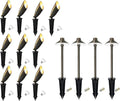 GKOLED 10 Pack Brass Landscape Spotlights (MR16 Bulbs Included) with 4 Pack Brass Landscape Path Lights (G4 Bulbs Included)