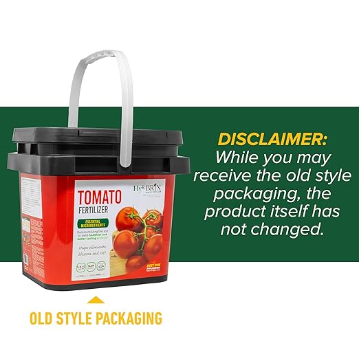 HyR BRIX Slow-Release 5-8-10 Tomato Fertilizer 20lb Bucket - Garden Food with Calcium &amp Essential Micronutrients – Supports Fruit Development Helps Prevent Blossom End Rot