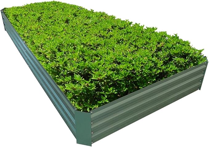 8x4x1ft Metal Raised Garden Bed KitGalvanized Garden Bed Box for Vegetables Flowers Herbs and Succulents240 Gallon Capacity - Green