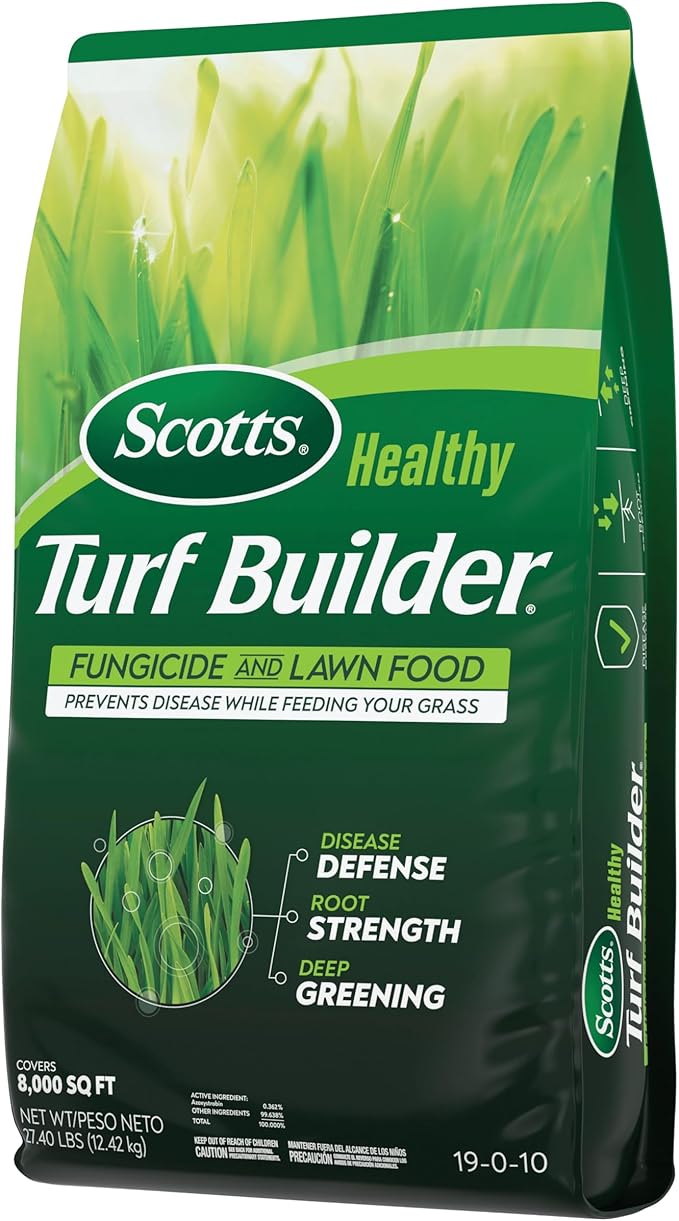 Scotts® Healthy Turf Builder® Fungicide and Lawn Food 2-in-1 Fungicide and Fertilizer Prevents Disease While Feeding Grass Controls 27 Diseases - Powdery Mildew Red Thread Brown Patch 27.4 lbs.