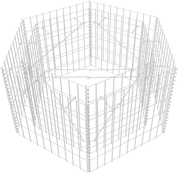 Hexagonal Gabion Raised Bed Galvanized Steel Garden Planter Box 100x90x50cm for Outdoor Plants Flowers Patio