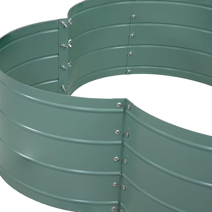 Sunnydaze Galvanized Raised Garden Bed - Metal Raised Bed for Gardening - Outdoor Planter Box for Flowers Plants and Vegetables - Green - 12” H Clover