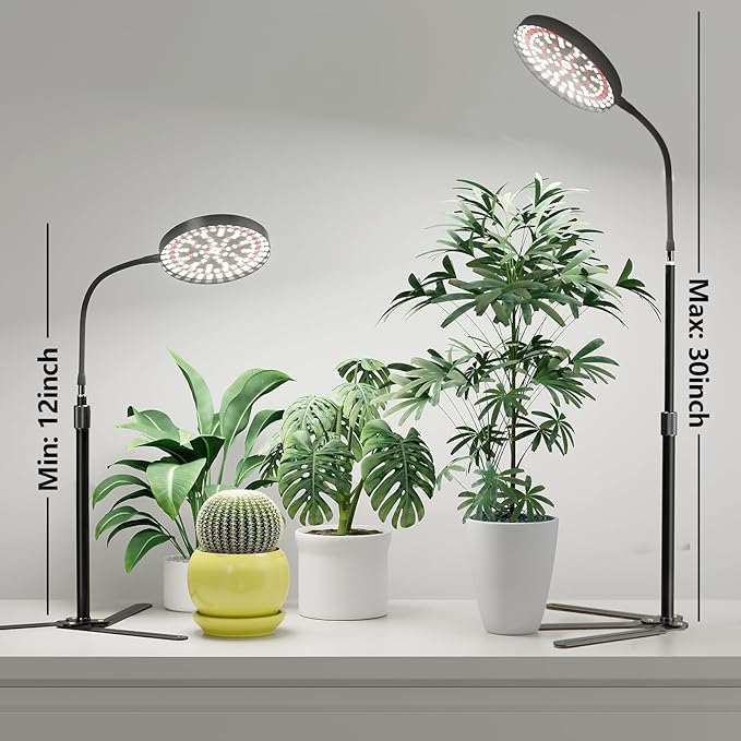 GooingTop Grow Light for Plants Indoor Growing6000K Full Spectrum Plant Growing Lamp with White Red Blue LED for Pots Succulents Seed StartingHeight 10-32'' with Optional Dimming &amp Timer
