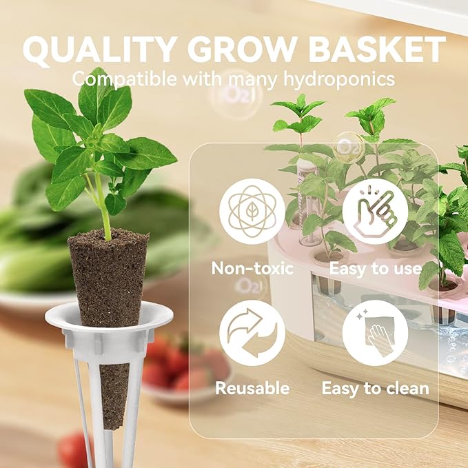 inbloom 12 Pods White Hydroponics Growing System and 20 Pcs Grow Baskets 20 Pcs Grow Domes 48 Pcs Grow Labels
