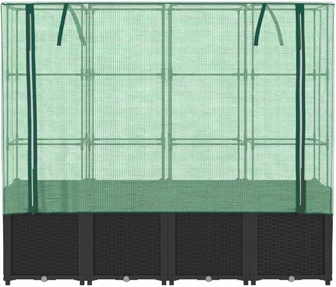 vidaXL Raised Bed Black Green Polypropylene Iron Polyethylene Large
