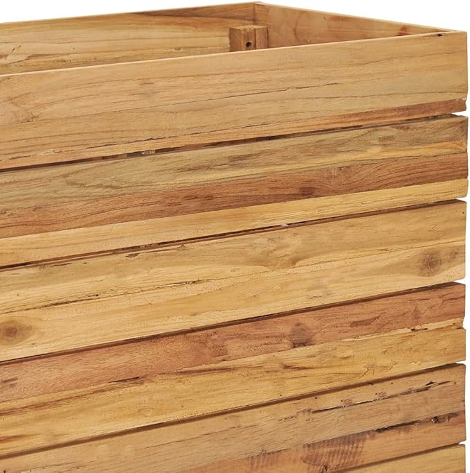 Raised Bed Recycled Teak Raised Planter with Wooden Legs and Steel Rack Bottom for Flowers Vegetables Weather Resistant Outdoor Planting Box Container 59.1x15.7x21.7