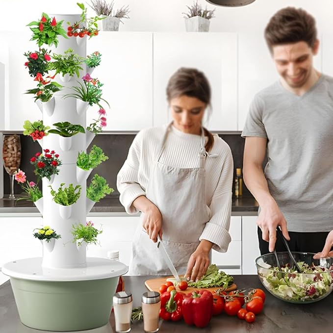 Hydroponics Growing System kit Vertical hydroponic Garden Tower hydroponic Tower aeroponic TowerIndoor Vertical Garden forGardening LoverHerbs Vegetables and Fruits (Green 9Layers)