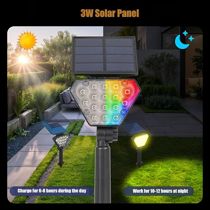16 LED Solar Spot Lights Outdoor Waterproof 2 Pack Solar Lights Spotlight Landscape Lighting Auto ON/Off Outdoor Solar Lights for Yard Garden Lawn