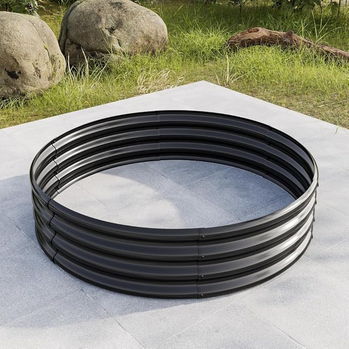 Heavy-Duty Galvanized Steel Raised Garden Bed for Vegetables Flowers Herbs and Fruits – Rust-Resistant Outdoor Planter Box (2PCS Black with 47.24x11.4 inches)